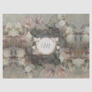 Papel De Seda Elegante Impresionismo Floral Monograma Desenlace