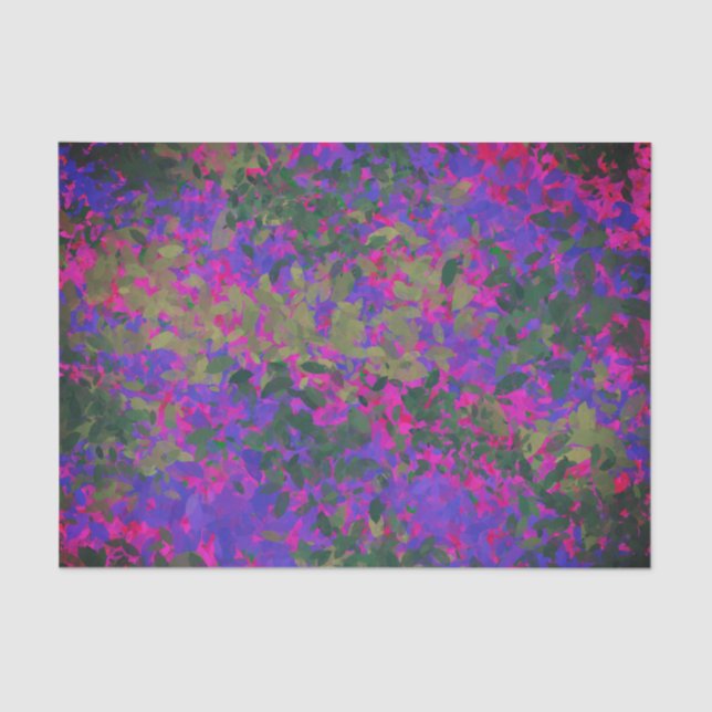 Papel De Seda Elegante Jardín Púrpura Rosa Floral Pintado (Anverso)
