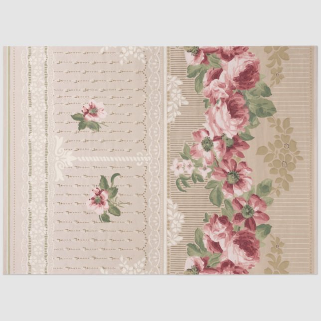 Papel De Seda Elegante Jardín Rosa de Victoria (Anverso)