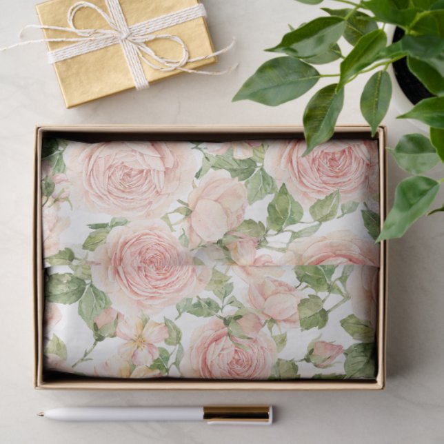 Papel De Seda Elegante jardín rosa rosa (Regalo )