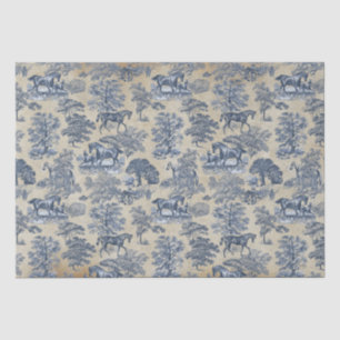 Papel De Seda Elegante Kraft de tela de caballo azul de época