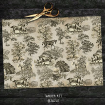 Elegante Kraft de tela de caballos beige de época