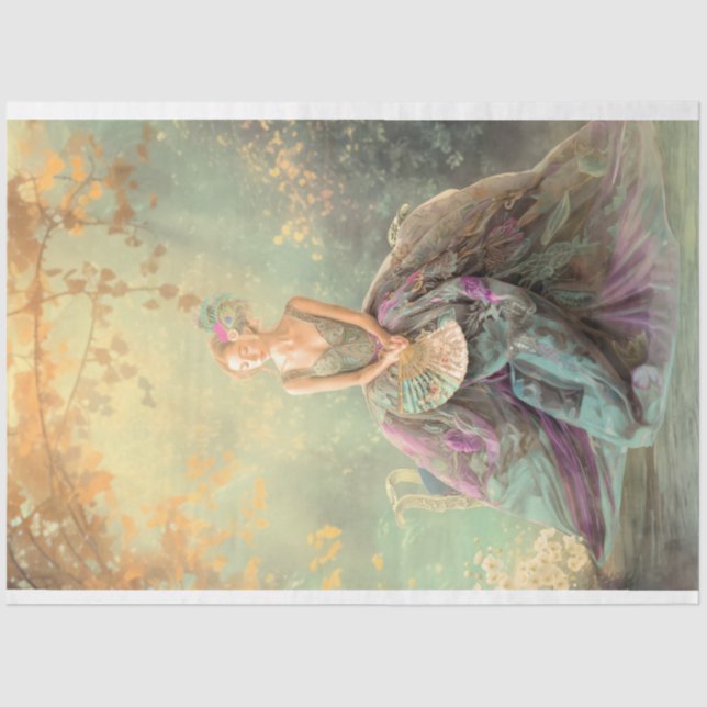 Papel De Seda Elegante Lady Sentada, Misty Archway Retrato Art (Anverso)