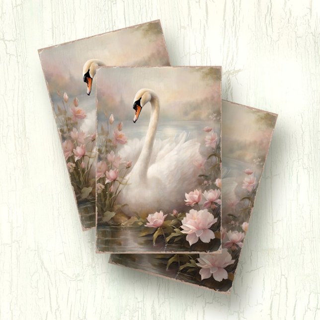 Papel De Seda Elegante Lago Cisne Agua Rosa Lily Floral (Subido por el creador)