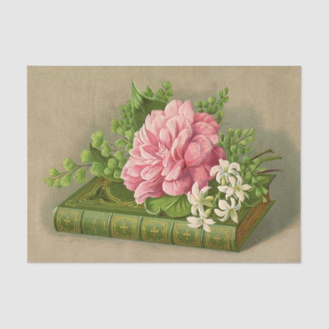 Papel De Seda Elegante libro elegante de flores de época peony (Anverso)