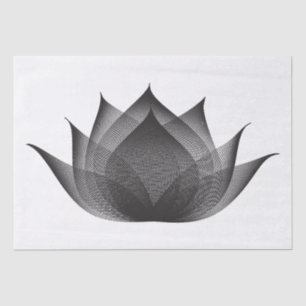 Papel De Seda Elegante Lotus negro y floral blanco Moiré Minimal