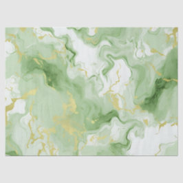Papel De Seda Elegante Marble Verde Faux Gold Efecto 0