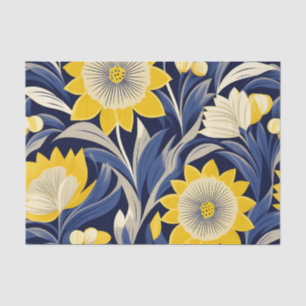 Papel De Seda Elegante marina geométrica Art Deco y floral amari