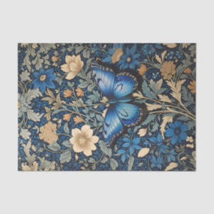 Papel De Seda Elegante mariposa azul William Morris inspirado