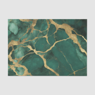 Papel De Seda Elegante Mármol de Oro Verde