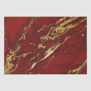 Papel De Seda Elegante Mármol Rojo y Dorado de Otoño