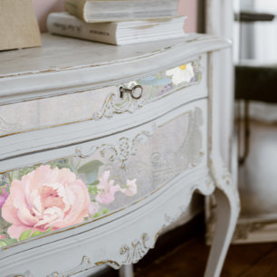 Papel De Seda Elegante mercado de flores francés arte gris rosa 