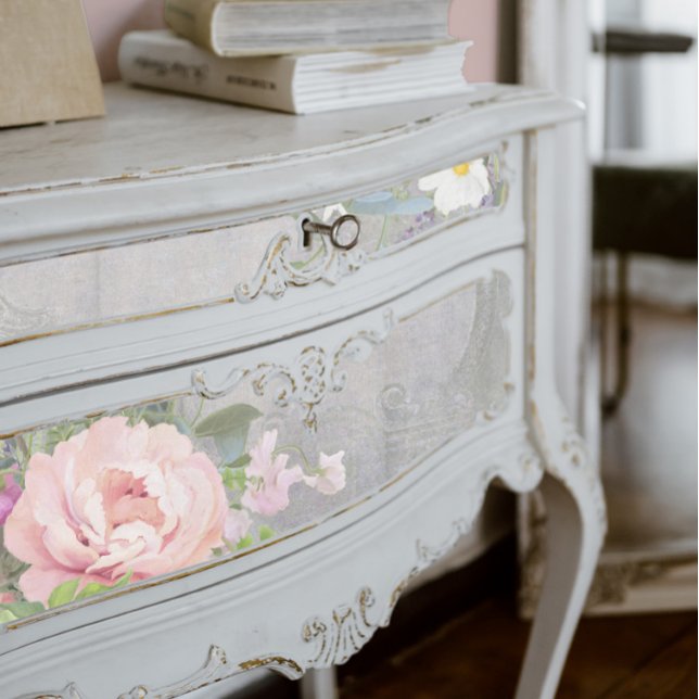 Papel De Seda Elegante mercado de flores francés arte gris rosa  (Subido por el creador)