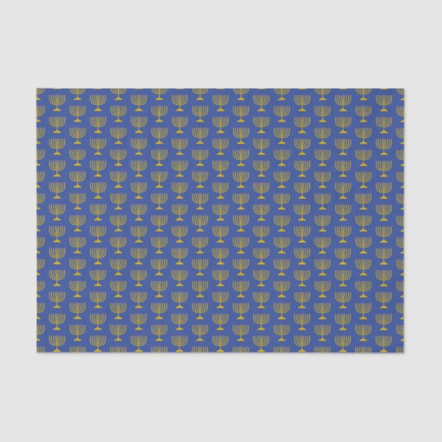 Papel De Seda Elegante Mid Blue | Chanukah Hanukkiyah | MENORAH (Anverso)