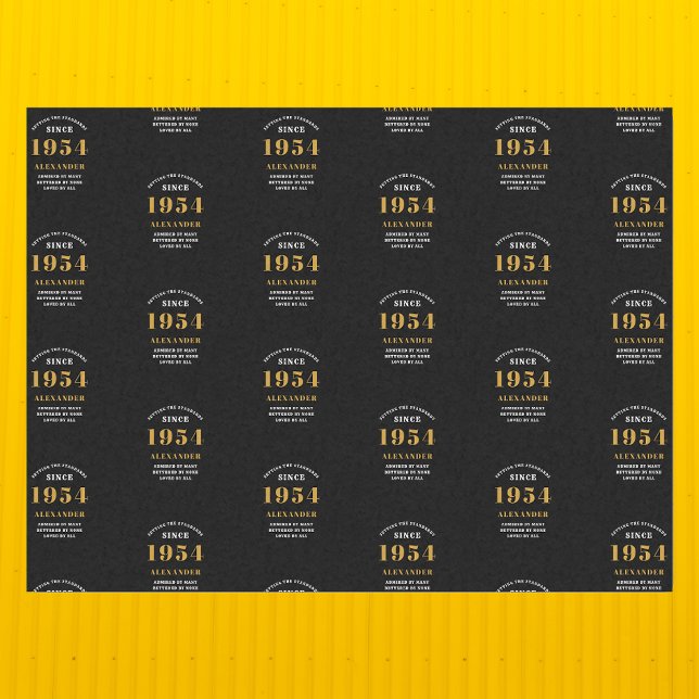 Papel De Seda Elegante Moda de oro negro en 1954 ( Celebrate the journey of the vintage years with our 70th Birthday 1954 Black and Gold Chic.)