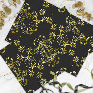 Papel De Seda Elegante Moda Fancy Gold Ornate Frame En Negro