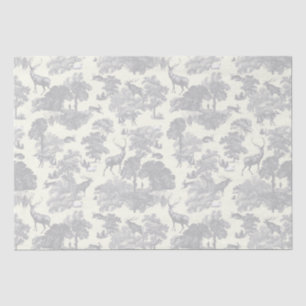 Papel De Seda Elegante Moda Gris claro Toile Deer Woodland