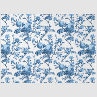 Papel De Seda Elegante Moda Vintage Azul Rosa Floral