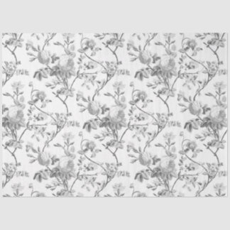 Papel De Seda Elegante Moda Vintage Gray Rosa Floral