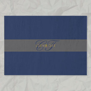 Papel De Seda Elegante Monograma de Letra en Azul Marino Oscuro