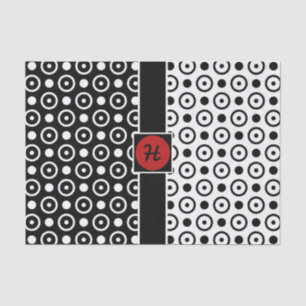 Papel De Seda Elegante monograma de lunares mitad negro mitad bl