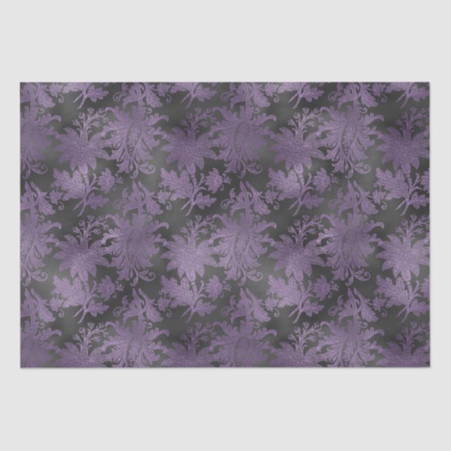 Papel De Seda Elegante morado negro floral (Anverso)