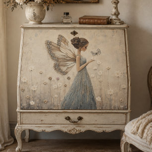 Papel De Seda Elegante Mosaico de Hada y Mariposa Fantasía Decou