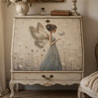 Papel De Seda Elegante Mosaico de Hada y Mariposa Fantasía Decou