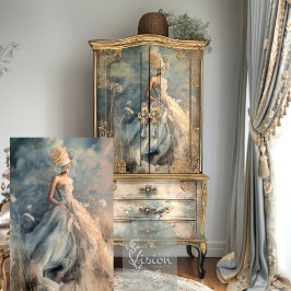 Papel De Seda Elegante mujer retrato de campo floral arte etéreo