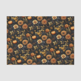 Papel De Seda Elegante Naranja Black Fall Floral