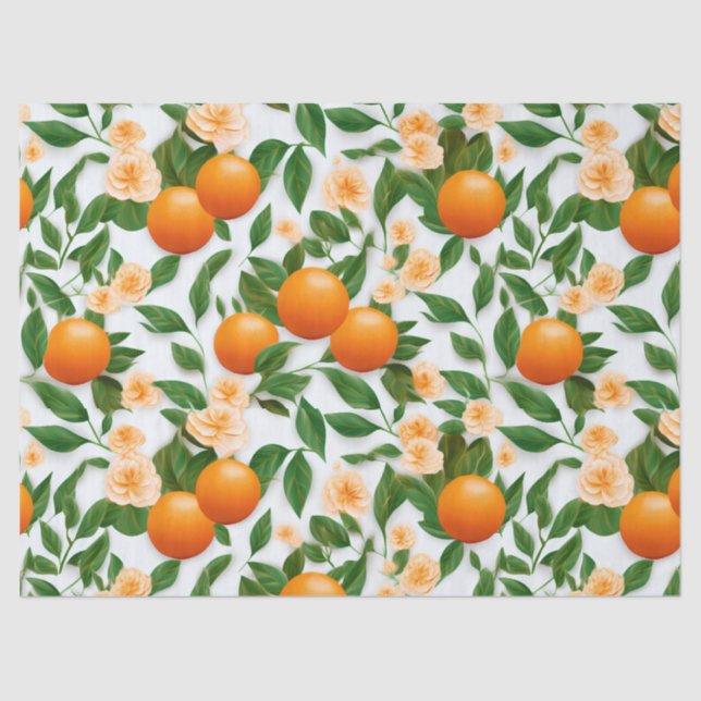 Papel De Seda Elegante Naranja Floral de Valencia (Anverso)