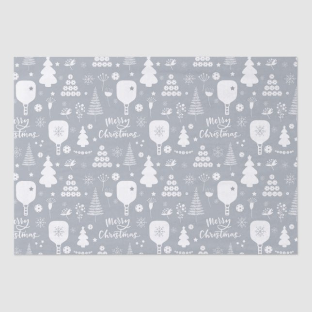 Papel De Seda Elegante Navidad blanca y gris Feliz (Anverso)