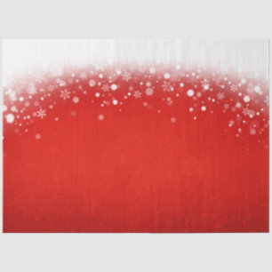 Papel De Seda Elegante Navidad con Brillo Rojo y Copos de Nieve 