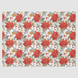 Papel De Seda Elegante Navidad Vintage Poinsettia Acuarela