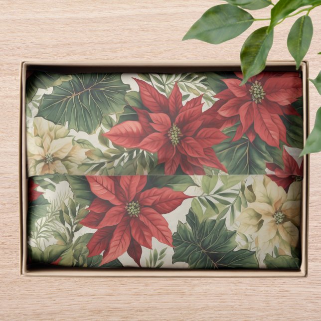 Papel De Seda Elegante Navidades florales de Poinsettia Roja (Subido por el creador)