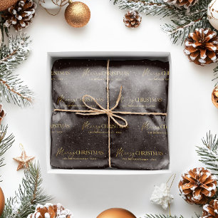 Papel De Seda Elegante Negro Dorado Feliz Navidad Nombre de la F