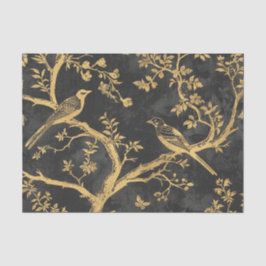 Papel De Seda Elegante negro y dorado pájaros Desnudos