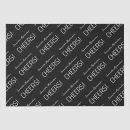 Papel De Seda Elegante nombre de guión blanco negro