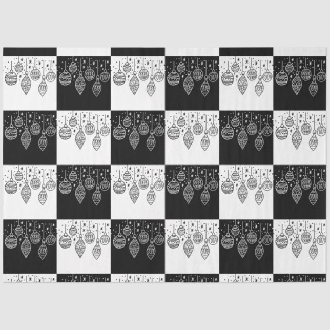 Papel De Seda Elegante Ornamentos colgantes blancos negros moder (Anverso)