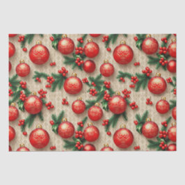 Papel De Seda Elegante Ornamentos Vintage Red Gold de Navidad Ho