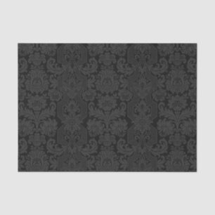 Papel De Seda Elegante Ornate Black Victorian Damask