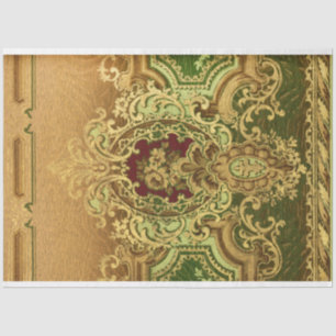 Papel De Seda Elegante Ornate Gold Rococo Floral