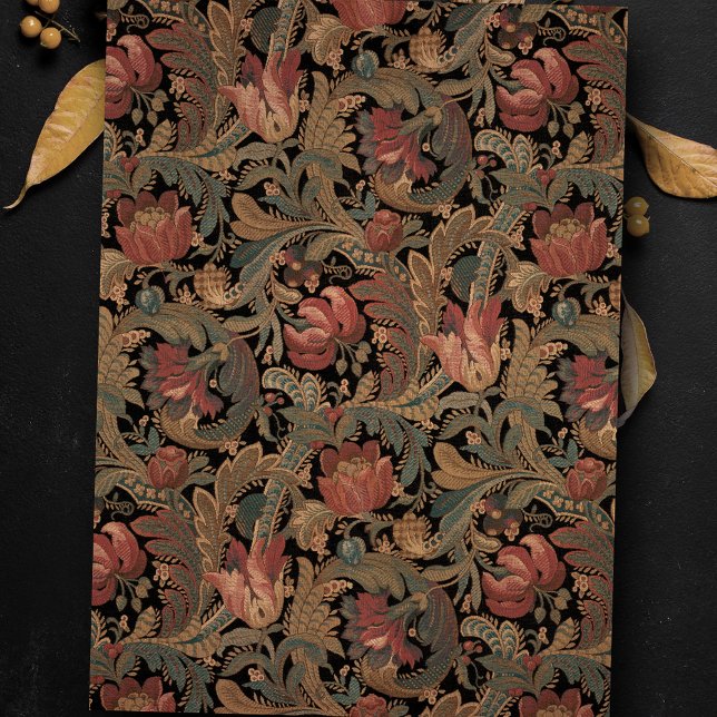 Papel De Seda Elegante Ornate Victoriano Floral Negra (Subido por el creador)