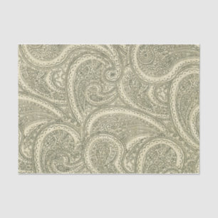 Papel De Seda Elegante Paisley Ornate intrincado blanco y negro
