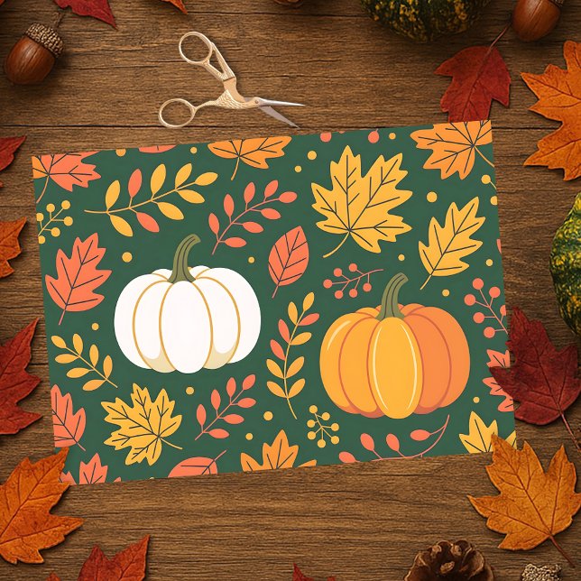 Papel De Seda Elegante parche de calabaza de otoño y hojas de ot (Subido por el creador)