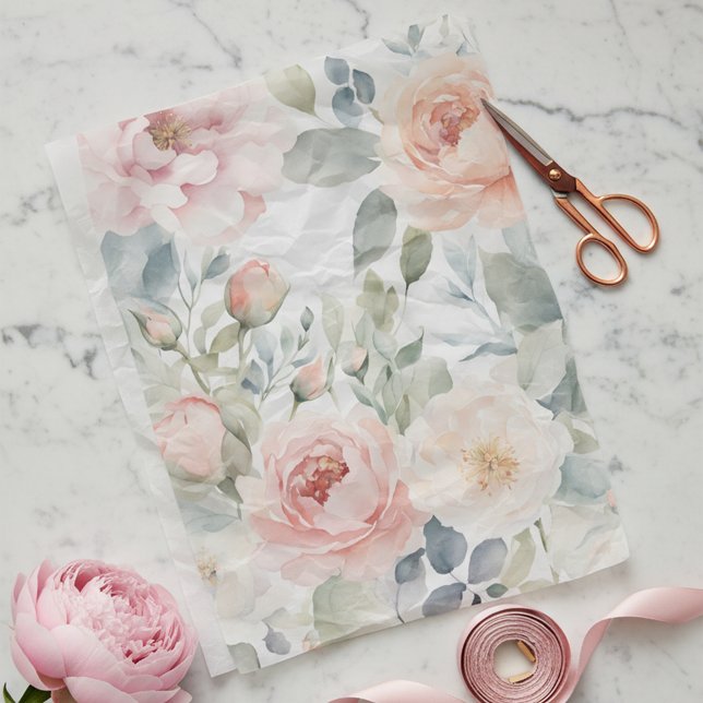 Papel De Seda Elegante Pastel Rubor Peony Flores acuáticas (Subido por el creador)