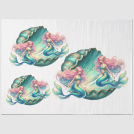 Papel De Seda Elegante pasto acuarela Mermaids Decoupage