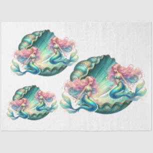 Papel De Seda Elegante pasto acuarela Mermaids Decoupage