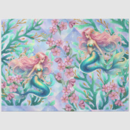 Papel De Seda Elegante pasto acuarela Mermaids Decoupage