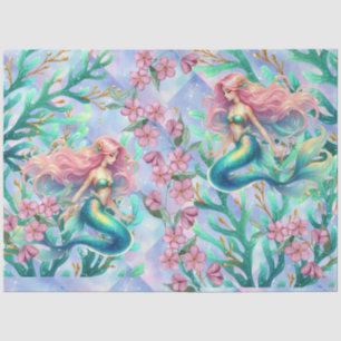 Papel De Seda Elegante pasto acuarela Mermaids Decoupage